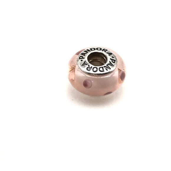 Pandora Light Pink Polka Dot Murano Glass Charm - Picture 2 of 5